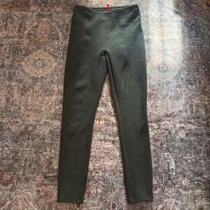 Spanx Faux Suede High Rise Leggings Olive Green Medium Slimming‎ Pants